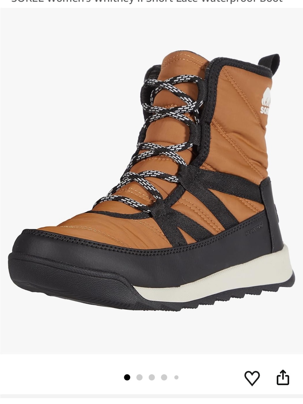Sorel Tan and Black Women's Short Lace Winter Boot